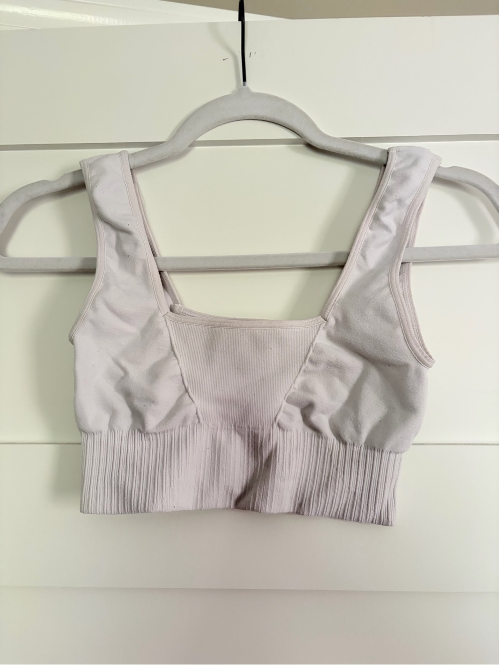 Free people Seamless white Pink Ribbed sports bra